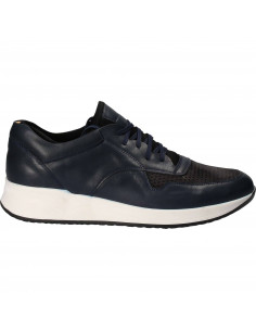 Pantofi Barbati Casual Piele Albastru cu Negru