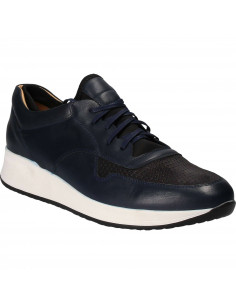 Pantofi Barbati Casual Piele Albastru cu Negru 2