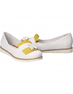 Pantofi Femei, piele, casual, alb cu galben 2