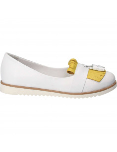 Pantofi Femei, piele, casual, alb cu galben