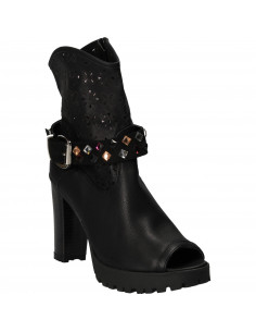 Sandale Femei Inalte Trendy Negre 2