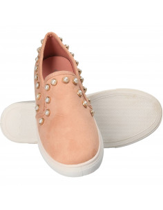 Espadrile cu perle, pentru femei, culoarea roz, marca Flyfor 2
