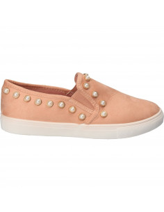 Espadrile cu perle, pentru femei, culoarea roz, marca Flyfor