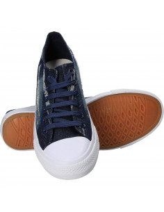 Tenisi pentru barbati din jeans albastru inchis 2