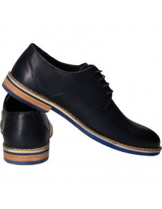 Pantofi barbati, bleumarin, marca Da Vinci, din piele naturala 2