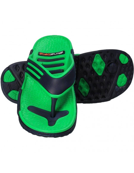 Slapi strand pentru barbati, verde cu albastru