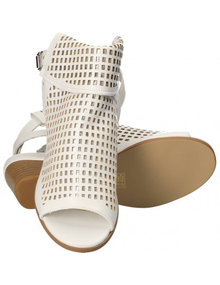 Sandale fashion, albe, inalte, pentru femei