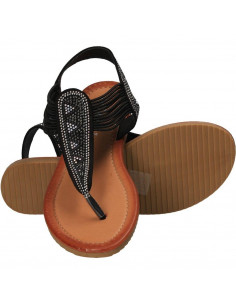 Sandale negre trendy, cu strasuri, Marca Flyfor 2
