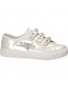 Espadrile alb perlat, cu scai