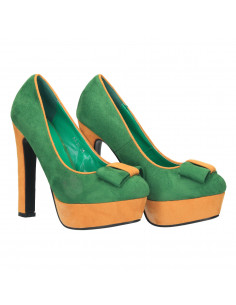 Pantofi femei, extravaganti, verzi cu decor funda 2