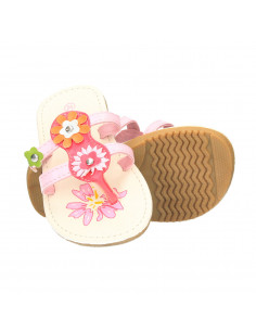 Slapi roz, cu floricele colorate, pentru fetite 2