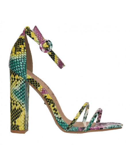 Sandale trendy, toc masiv, imprimeu snake