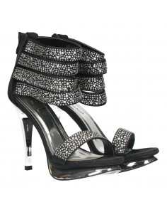 Sandale glami, negre, cu strasuri 2