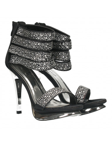 Sandale glami, negre, cu strasuri