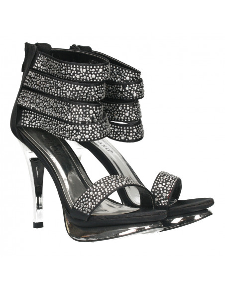 Sandale glami, negre, cu strasuri
