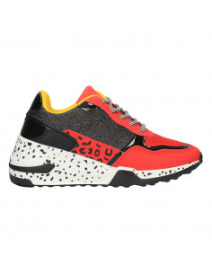 Sneakers rosu cu negru, animal print