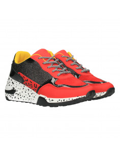 Sneakers rosu cu negru, animal print 2