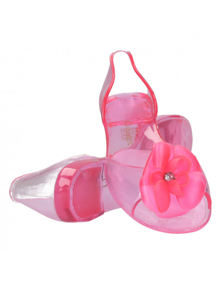Balerini transparenti, roz, cu floare