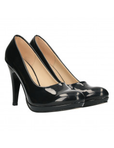 Pantofi eleganti, de lac negru, toc inalt 2