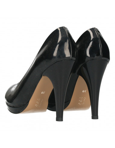 Pantofi eleganti, de lac negru, toc inalt