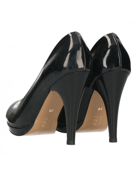 Pantofi eleganti, de lac negru, toc inalt