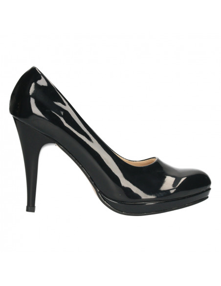 Pantofi eleganti, de lac negru, toc inalt