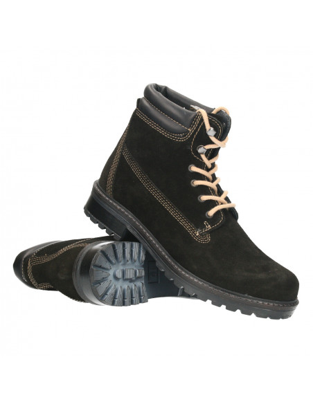 Ghete clasice, dama, piele intoarsa neagra