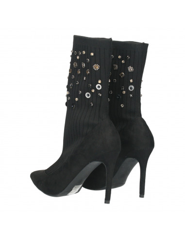 Botine trendy, cu tricot si toc inalt