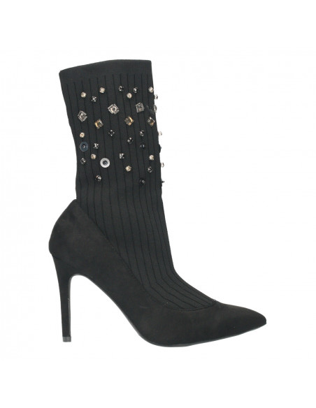 Botine trendy, cu tricot, toc inalt