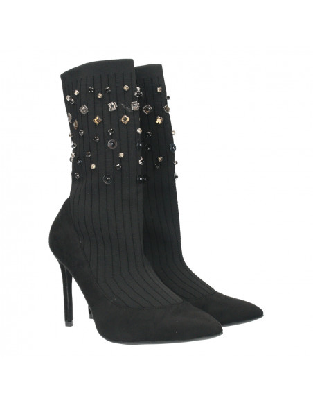 Botine trendy, cu tricot si toc inalt