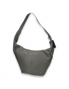 Geanta dama incapatoare, stil casual, gri, din piele