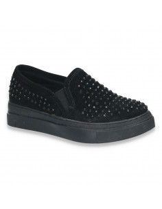 Pantofi casual pentru fetite, cu strasuri negre