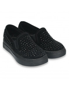 Pantofi casual pentru fetite, cu strasuri negre 2