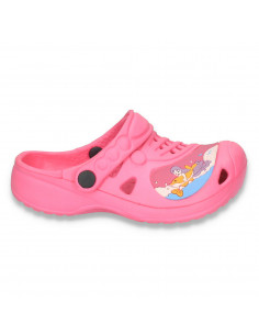 Saboti pentru fete, stil CROCS, imprimeu sirena, roz - LS131