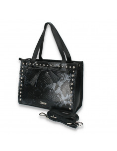 Poseta office dama, cu imprimeu croco, neagra - M90