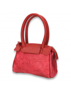 Poseta mica, de mana, imprimeu creponat, fucsia - M100