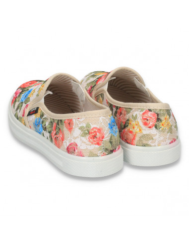 Tenisi casual dama, cu dantela si imprimeu floral - W1