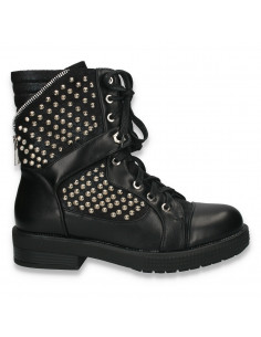 Ghete dama, stil gothic, cu tinte metalice, negre - W2
