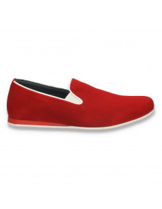 Pantofi fashion barbati, din piele intoarsa, rosii - W22