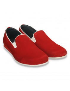 Pantofi fashion barbati, din piele intoarsa, rosii - W22 2