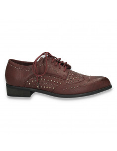 Pantofi casual dama, cu tinte metalice si varf ascutit, bordeaux - W52