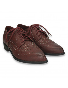Pantofi casual dama, cu tinte metalice si varf ascutit, bordeaux - W52 2