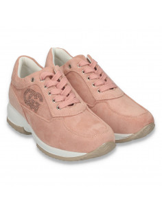 Sneakers dama, casual, imitatie velur, roz - W74 2