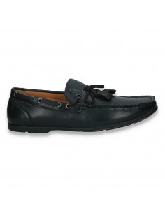 Mocasini barbati, model clasic, cu ciucuri, negri - W83