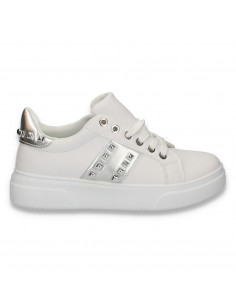 Sneakers dama casual, cu tinte, alb-argintiu - W86