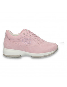 Sneakers dama, casual, imitatie velur, violet - W105