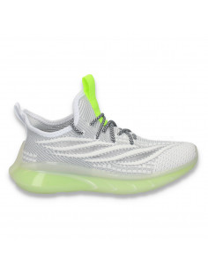 Pantofi sport pentru femei , din material textil, alb-gri - W162