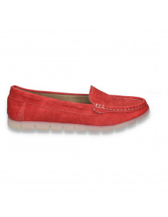 Mocasini dama din jeans, rosu - W253