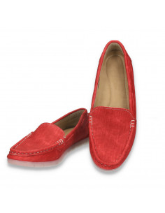 Mocasini dama din jeans, rosu - W253 2