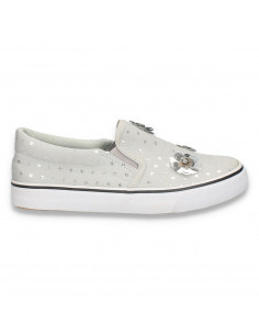 Espadrile cu flori glamour, pentru fete, gri - W307